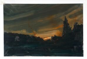 Hermann Niebuhr; Landscape at Dusk (Rivers Bend)