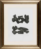 Henry Moore; Two Black Forms, Metal Figures