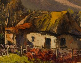 Tinus de Jongh; Landscape with Thatched Cottage