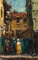 Adriaan Boshoff; Street Scene with Figures