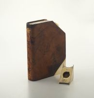 A patinated silver-plate and leather-bound novelty flask, J Dixon & Sons, Sheffield