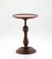 A turned walnut and mahogany adjustable candlestand, 19th century