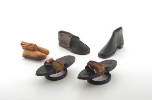 Three miniature leather boots, 19th century
