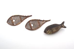 A pair of treen snow shoes, early 19th century