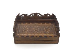 A Victorian walnut and fruitwood parquetry writing travelling desk, 19th century