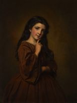 Attributed to Samuel Baruch Hallé; Girl in a Brown Dress