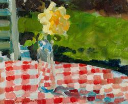 Dylan Lewis; Still Life on a Checked Cloth