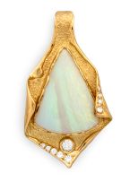 Opal, diamond and gold pendant/enhancer