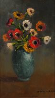 Otto Klar; Still Life with Poppies and Chrysanthemums