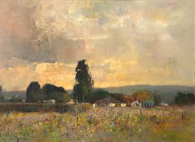 Errol Boyley; Landscape with Houses and Wild Flowers