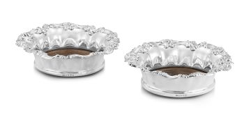 A pair of early Victorian silver wine coasters, G R Collis & Co, Birmingham, 1841