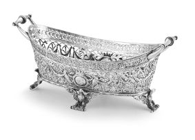 A German silver two-handled oval basket, Georg Roth & Co, Hanau, late 19th century