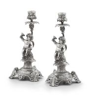 A pair of Turkish silver candlesticks, 20th century, .900 standard