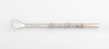 A silver and gold-mounted tea straw, 19th century