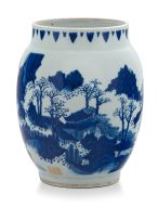 A Chinese blue and white vase, Transitional, Chongzhen period, 1628-1644