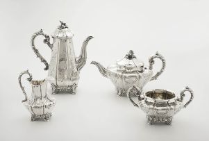 A Victorian four-piece silver tea service, Messrs. Barnards, London, 1839