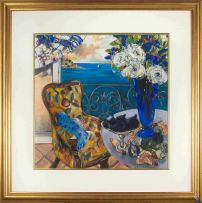 Louis Jansen van Vuuren; Still Life with Flowers, Figs, and Seashells