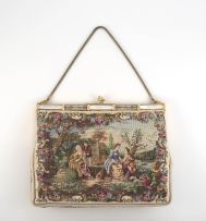 An Austrian petit point and mother-of-pearl evening bag, early 20th century