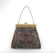 A Persian beaded evening bag, early 20th century