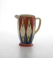A Clarice Cliff 'Bizarre' pattern 'Athens' shaped jug, 1930-1936