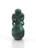 A Chinese carved malachite snuff bottle and stopper