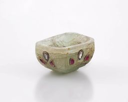 A Mughal ‘jewel’ encrusted miniature jade bowl, 19th century