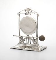 A WMF Art Nouveau silver-plate table gong and mallet, late 19th century