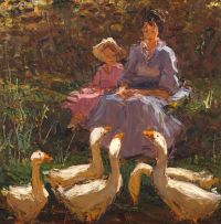 Adriaan Boshoff; Mother and Child with Geese