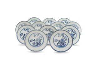 A set of twelve Chinese Export blue and white soup dishes, Qianlong period (1735-1796)