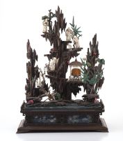 A Chinese wood, bone and ivory diorama, 20th century