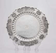 A Chinese Export silver dish, apparently unmarked, Qing Dynasty, late 19th century
