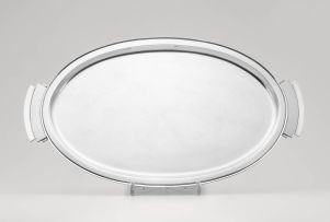 A Danish silver two-handled ‘Pyramid’ tray no. 600 V, Harald Nielsen for Georg Jensen, designed 1930, .925 standard