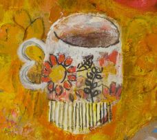 Carola Brotherton; Still Life with Tea Set and Flowers