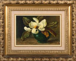 Otto Klar; A Magnolia in a Green Vase