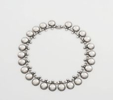 A Niels Erik From silver necklace and bracelet en suite, Denmark, 1960s, .925 standard