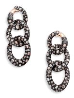 Pair of diamond 'Tango' rose gold pendant earrings, Pomellato