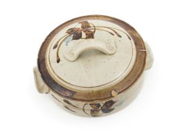 An Esias Bosch stoneware two-handled dish and cover
