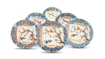 A set of six Chinese 'Imari' Export plates, Qing Dynasty, 18th century