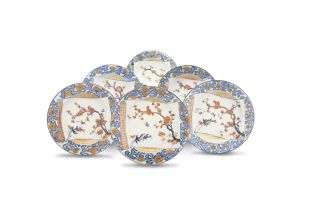 A set of six Chinese 'Imari' Export plates, Qing Dynasty, 18th century