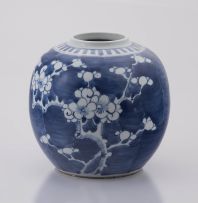 A Chinese blue and white prunus blossom jar, early 20th century