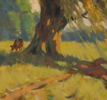 Sydney Carter; Landscape with Willows and Cattle