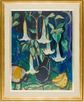 Alfred Krenz; Still Life with Angel's Trumpet Flowers and Bananas