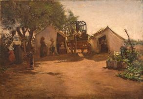 Frans Oerder; An Encampment with Wagon