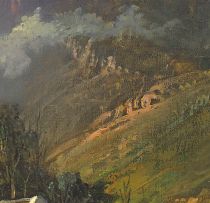 Gabriel de Jongh; A Homestead in a Mountainous Landscape