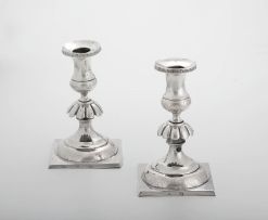 A pair of Austro-Hungarian silver Judaica candlesticks, possibly Lithuanian, pre-1867, .750 standard