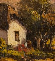 Tinus de Jongh; Farmstead near Mountains