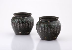 A pair of Japanese cloisonné enamel vases, Meiji period (1868-1912)