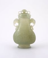 A Chinese jade two-handled vase, Qing Dynasty, 19th century