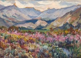 Hugo Naudé; Mountain Landscape with Wild Flowers