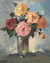 Alexander Rose-Innes; Roses in a Glass Vase